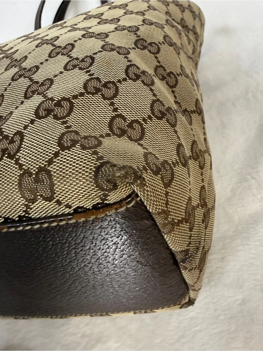 Gucci Beige and Dark Brown GG Canvas Tote